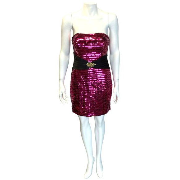 Alyce Dresses & Skirts - Vintage 90s Alyce Paris Pink XS Sequin Strapless Straps Short Mini Dress NWT!